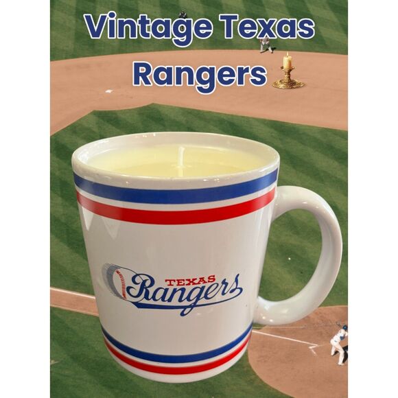 Repurposed‎ Vintage Texas Rangers Candle Mug | Twilight Woods Scent | 11oz - Picture 2 of 3